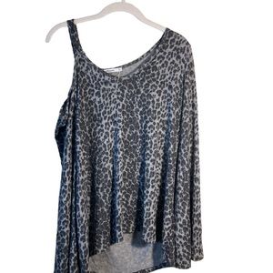 Red Haute Cold Shoulder Black Leopard Print Tunic